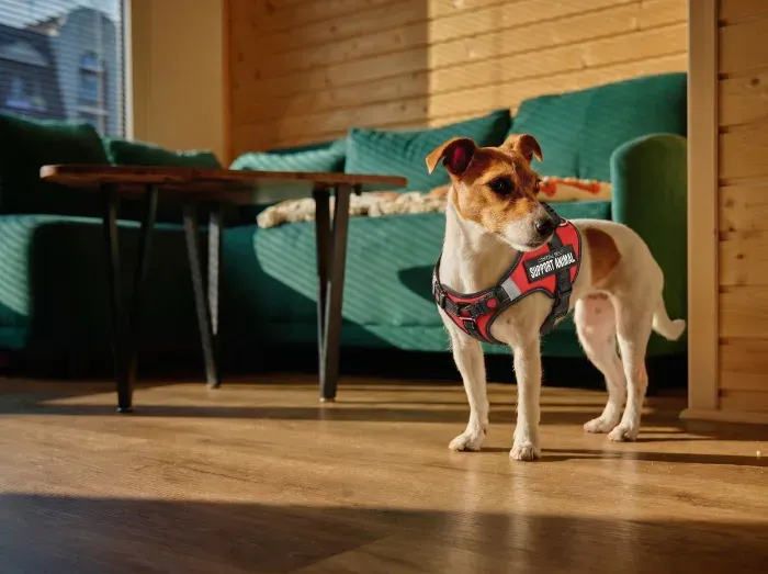 Dog at home in apartment